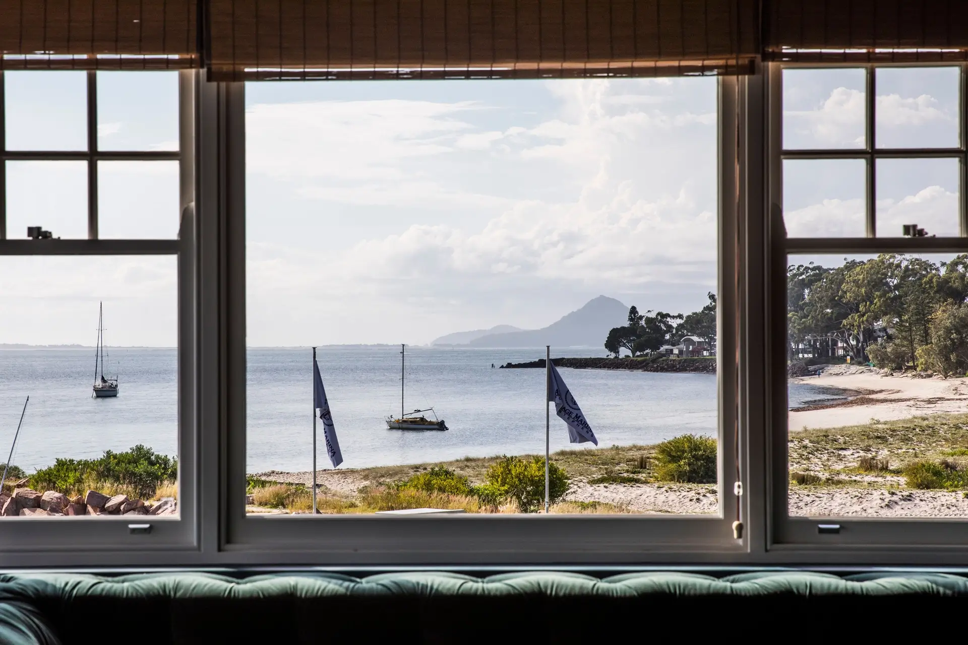 Stunning coastal views overlooking the marina and Karuah River at The Anchorage Hotel and Spa, Port Stephens. Credit: Destination NSW